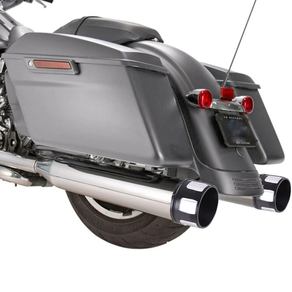 4" Megaphone Slip-Ons Exhaust Pipe Mufflers For Harley Electra Glide Road King - Image 1 of 4
