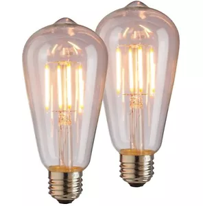 2Pack LED S19 Edison Vintage Filament Bulb, E26, 6W(40W), Clear, 2200K, 600LM - Picture 1 of 1