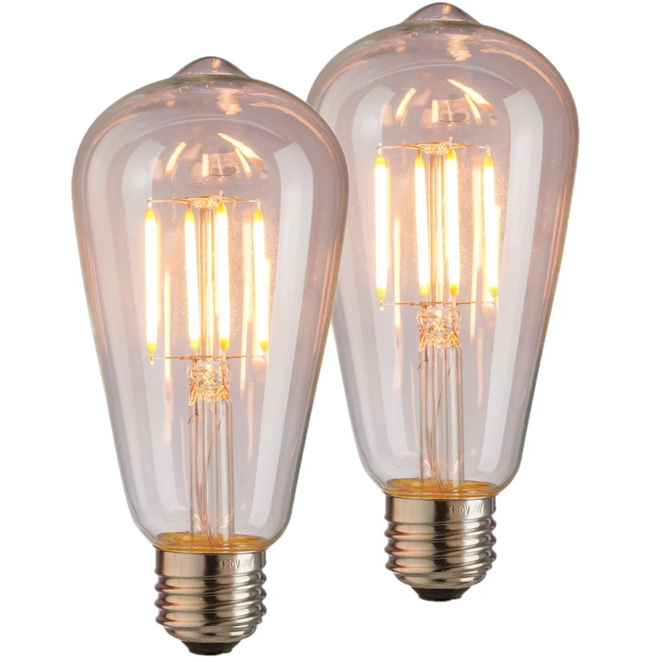 2Pack LED S19 Edison Vintage Filament Bulb, E26, 6W(40W), Clear, 2200K, 600LM - Image 1 of 1
