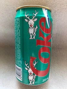1990's French Canada Coca Cola Coke Can  Reindeer (355ml) - Picture 1 of 9