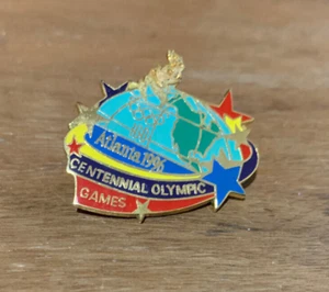 1996 Atlanta Centennial Olympic Games Anstecknadel, 100 Globus, ACOG goldfarben/emaille - Bild 1 von 2