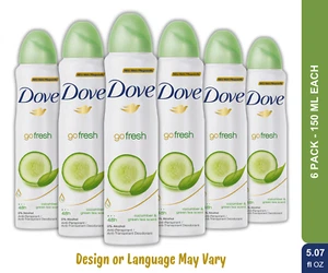 Dove Go Fresh Antiperspirant Deodorant Dry Spray 5 fl Oz Cucumber Green Tea 6 Pk - Picture 1 of 11