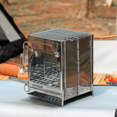 Camping Portable Wood Burning Stove Stainless steel Stove Party Stove Outdoor - Image 1 of 4
