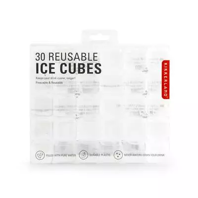 30 Kikkerland Reusable Square Clear Ice Cubes Picnic Party BBQ Cool Chill Drink - Image 1 of 2