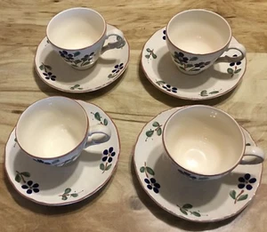 Set Of 4 Mikasa Cups & Saucers Villa Capri Pattern - Picture 1 of 3