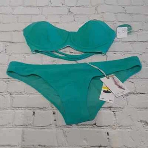 NWT Jessica Simpson Teal Bikini, S top, M Bottoms, $100 - Picture 1 of 6