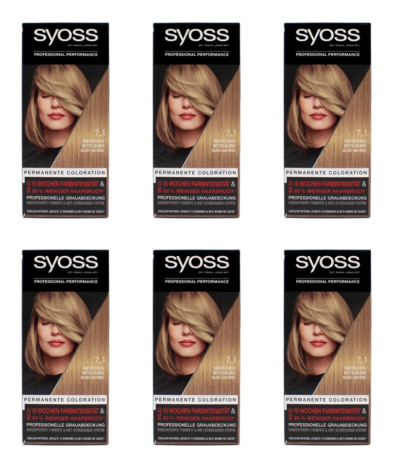 6x Syoss Natürliches Mittelblond 7_1 Permanente Coloration , EAN4015100802351 - Bild 1 von 1