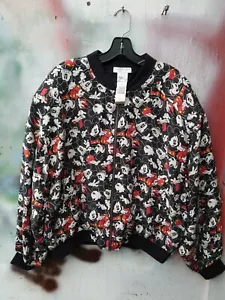 Vintage 90s Disney Silk Bomber Jacket Mickey Mouse ALL OVER PRINT LARGE - Picture 1 of 4