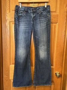 Pantalones de mezclilla de tiro bajo Aiko Bootcut plateados AU66 para mujer 29x31 - Imagen 1 de 5