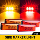 4x 4in Red Amber 3-LED Side Marker Lights Clearance Lights Truck Trailer RV 12V