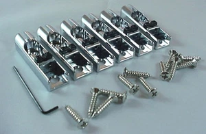 CHROME 6 STRING BASS GUITAR BRIDGE - INDIVIDUAL - Picture 1 of 4
