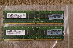 EPIDA 2X 1 GB 1RX4 PC2-3200R-333 SERVER MEMORY - Picture 1 of 4