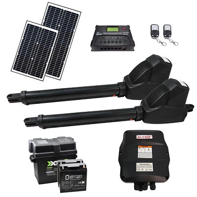 Kit de energía solar ALEKO operador de puerta batiente para puertas dobles de hasta 1760 lb Foto 1 de 4