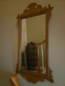 Antique Vintage Maple Chippendale Glass Mirror - Picture 1 of 24