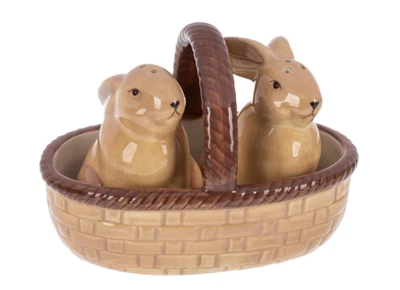 Juego de sal y pimienta Ganz Cerámica Bunny In Basket (3 piezas. set) Foto 1 de 2