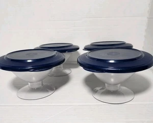 Tupperware Elegante Juego de 4 Tazas de Pudín de Postre Jell-O Parfait con Tapas Azul - Imagen 1 de 4
