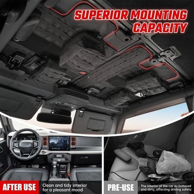 Roof Overhead Storage Organizer Bag Pouch for 2021-2024 Ford Bronco 2/4-Door - Image 1 of 4
