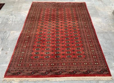 Vintage Rug Afghan Rug Hand knotted Bokhara Rug Bedroom Rug 6x8 ft - Image 1 of 4