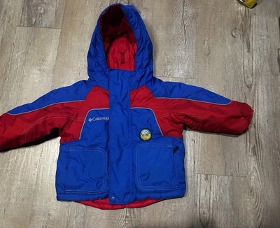 Abrigo de invierno reversible vintage Columbia 2T para niños pequeños rojo azul Y2K Foto 1 de 4