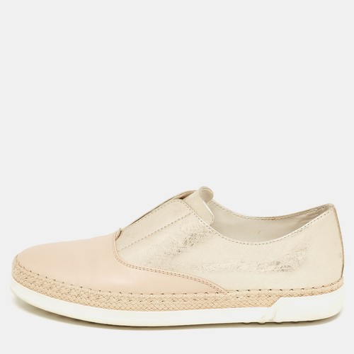 TOD’S Espadrilla piatta in pelle beige oro Tod's taglia 36