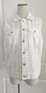 AG Adriano Goldschmied gilet camionista jeans donna denim bianco invecchiato funziona 6 - Foto 1 di 12