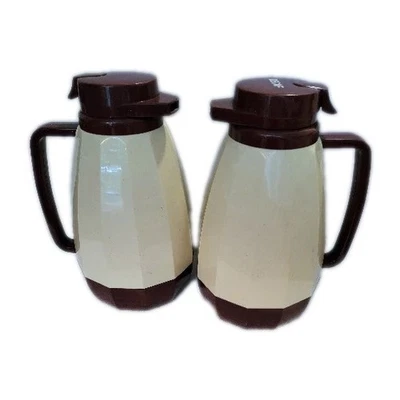 Coffee Carafe Thermos Regular & Decaf Set Of 2 Cream & Burgundy New Generation - Image 1 of 4