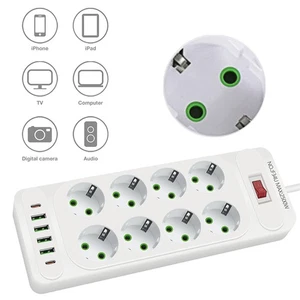 8 fach 2M Steckdosenleiste mit USB Mehrfachsteckdose Steckdose Mehrfachstecker - Bild 1 von 12