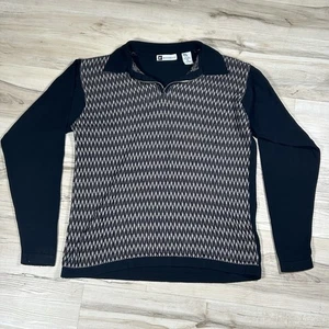 VTG Bachrach Silk Cotton Blend 1/4 Zip Collared Long Sleeve Shirt Size M - Picture 1 of 9