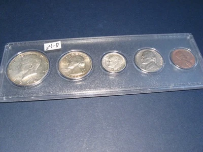 1964 D DENVER Mint 90% Silver Birth year MATCHED 5 coin set ~ circulated - Image 1 of 4