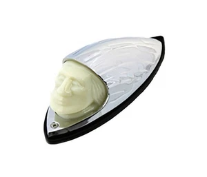 Indian Head Motorcycle Front Fender Ornament LED Light, WHITE, Chrome - Picture 1 of 9