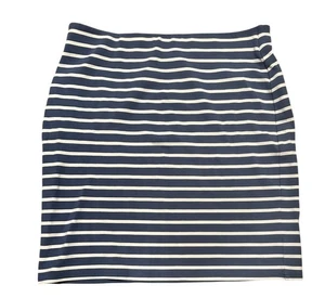 Loft Medium Skirt Women's Blue White Striped Pull On Pencil Stretch Knee Length - Picture 1 of 7
