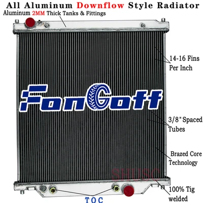 4 Row Radiator For 03-2007 Ford F-250 F-350 F-450 F-550 Super Duty 6.0L Turbo Foto 1 de 4