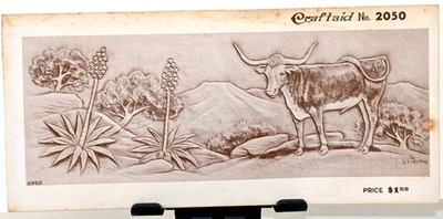 Vintage Craftaid No 2050 Longhorn Billfold Leather Template Al Stohlman NOS - Image 1 of 2