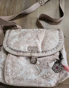 Sakroots Convertible Backpack Crossbody Messenger Bag Handbag Tan Gold Printed - Picture 1 of 22
