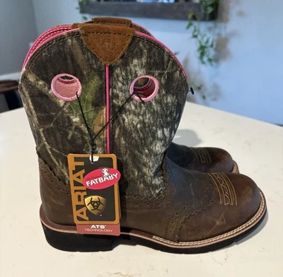 Botas occidentales Ariat Fatbaby para mujer talla 9,5 marrón camuflaje rosa nuevas con etiquetas ATS 10006854 Foto 1 de 4