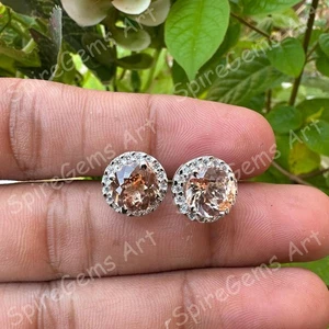 15 Karat natürliche orange Padparadscha Saphir Ohrstecker zertifiziert 925 Silber 52 - Bild 1 von 9