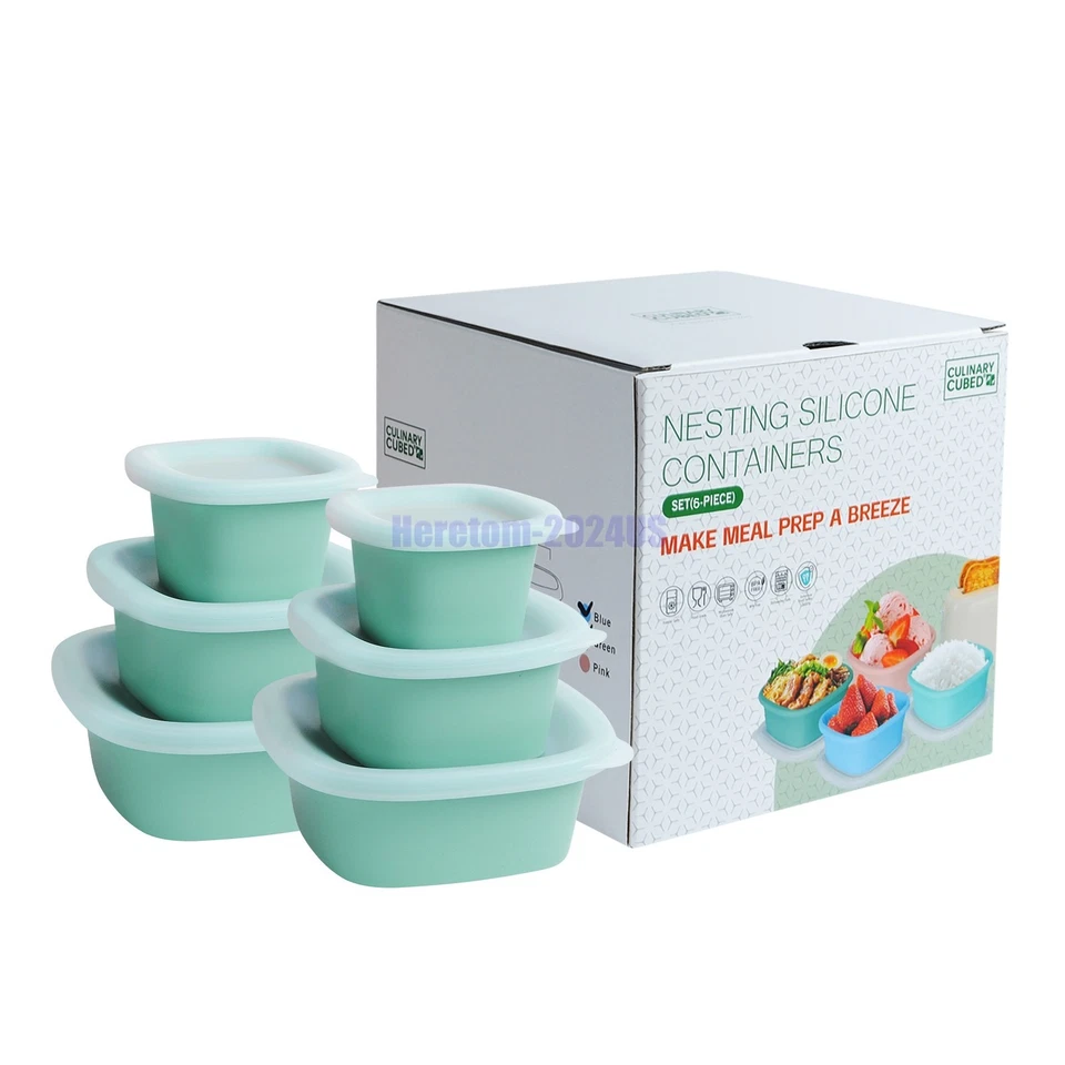 Nesting Silicone Food Storage Meal Prep Containers with Lids Reusable Bento Box - Image 1 of 4