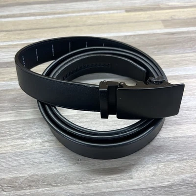 "Cinturón de cuero negro Trafalgar hebilla de trinquete para hombre 66"" muy largo - 6S612" Foto 1 de 4