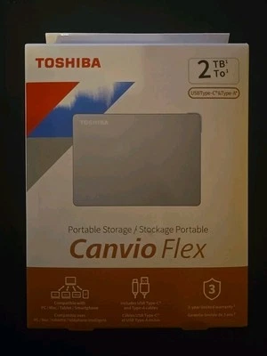 New Toshiba Canvio Flex 2TB USB Portable External Hard Drive HDTX120XSCAA - Image 1 of 2