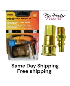 Mr. Heater F276190 Brass Quick Connect Adapter 1/4 FPT x 1/4 MPT with Flow Plug - Picture 1 of 5