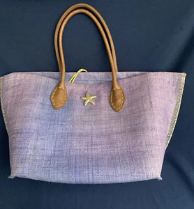 HTF Lilly Pulitzer For Target Blue Purple tie dye Straw Tote - Picture 1 of 14