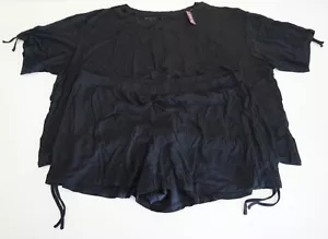 ADORE ME WOMEN'S LAURA PLUS 2 PC PAJAMA SET W/ SHIRT/SHORTS BLACK 1X NEW W/ TAG - Picture 1 of 5