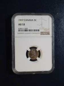 1907 Canada Five Cents NGC AU53 SILVER 5C Coin PRICED TO SELL! - Picture 1 of 4