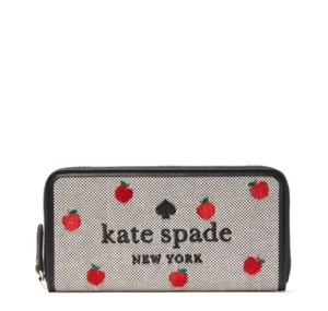 Cartera Continental KATE SPADE Ella Lona Bordada Grande Apple K8200 - Imagen 1 de 4