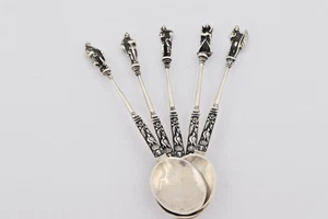 Apostellöffel Tauflöffel Ritter Priester 5 Stück 72gr. 800er Silber 651K - Bild 1 von 7