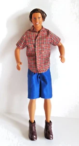 MATTEL KEN DOLL ROOTED HAIR TWIST/TURN WAIST PLAID SHIRT BLUE SHORTS BOOTS 1990 - Picture 1 of 7