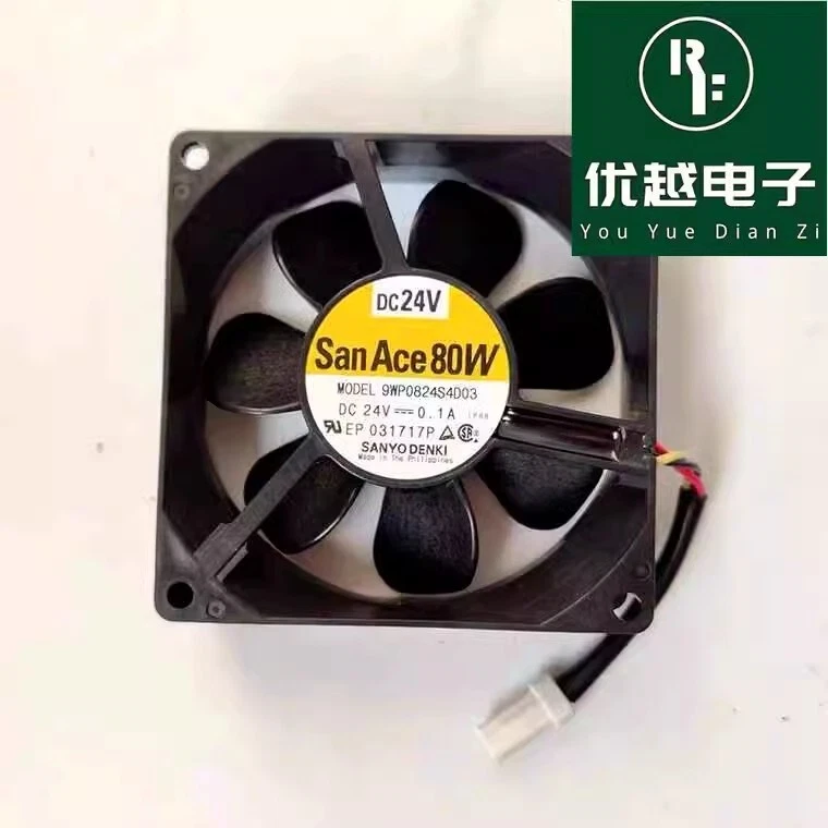 Sanyo San Ace 80W 9WP0824S4D03 8025 DC24V 0.1A 8CM IP68 Waterproof Cooling Fan - Image 1 of 1