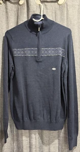 Maglione Van Heusen blu uomo 1/4 zip taglia small disegno righe nuovo con etichetta cotone/acrilico - Foto 1 di 9