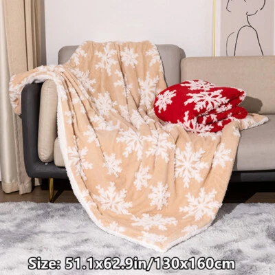 Sherpa Fleece Snowflake Throw Blanket Double Layer Office Siesta Cover Warm - Image 1 of 4