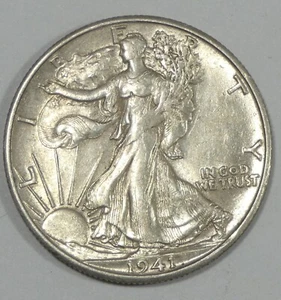 Medio dólar Walking Liberty 1941-S casi sin circular 50 centavos de plata - Imagen 1 de 4